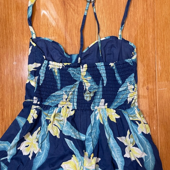 Hollister Blue and Yellow Floral Flower Strappy Y Back Light Spring Summer Dress - Picture 5 of 6